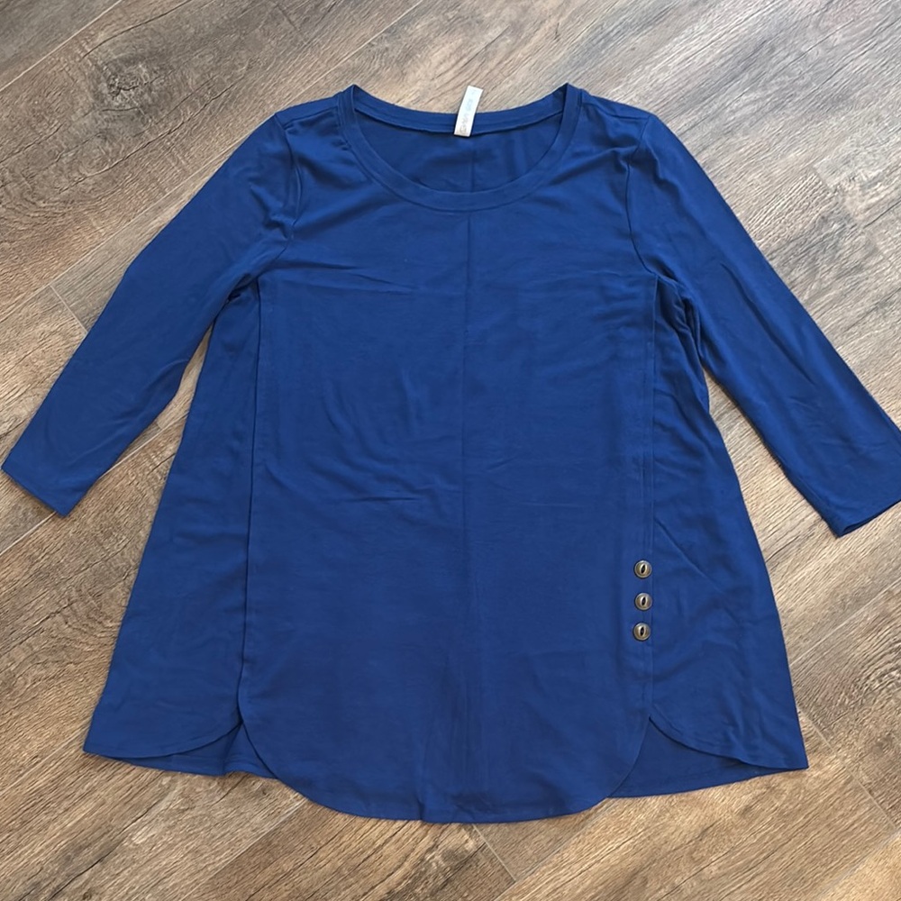 Zenana Premium Women’s Size L‎ Cobalt Blue Tunic with Button Detail